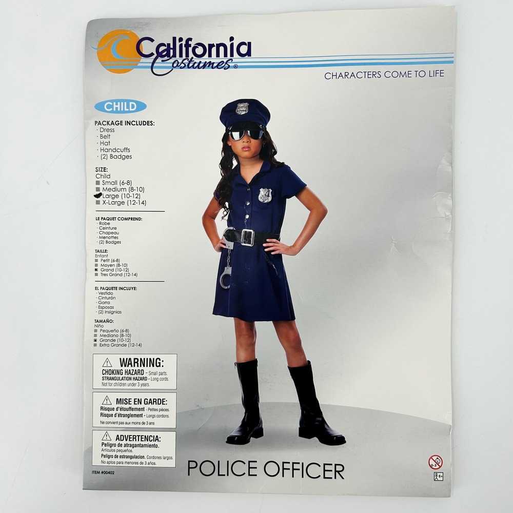 California Costumes Kids Police Officer Costume Set Navy Blue Large 10-12 00402